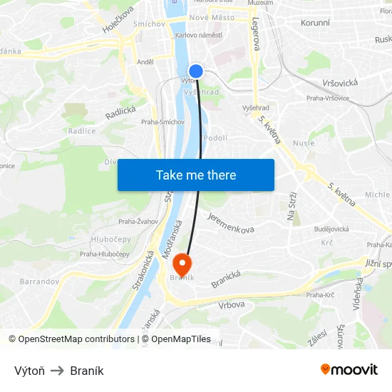 Výtoň to Braník map