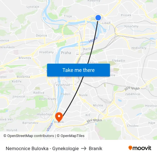 Nemocnice Bulovka - Gynekologie to Braník map