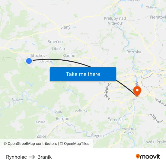 Rynholec to Braník map