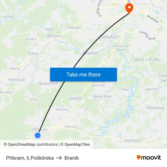 Příbram, Ii.Poliklinika to Braník map