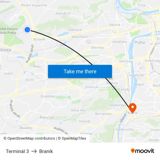 Terminál 3 to Braník map