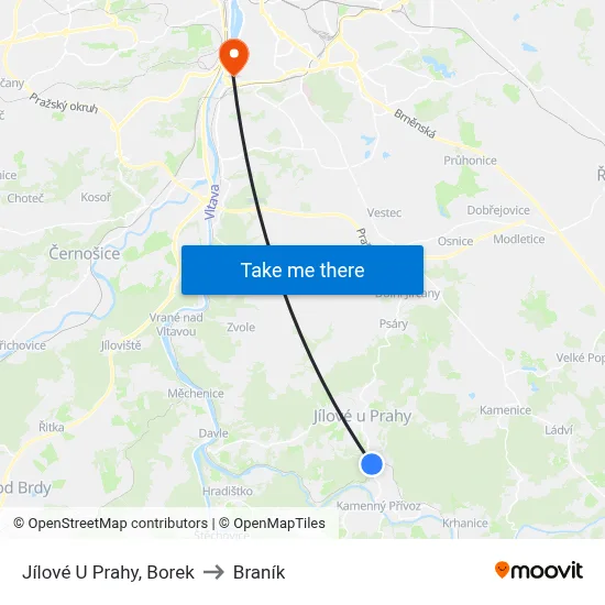 Jílové U Prahy, Borek to Braník map