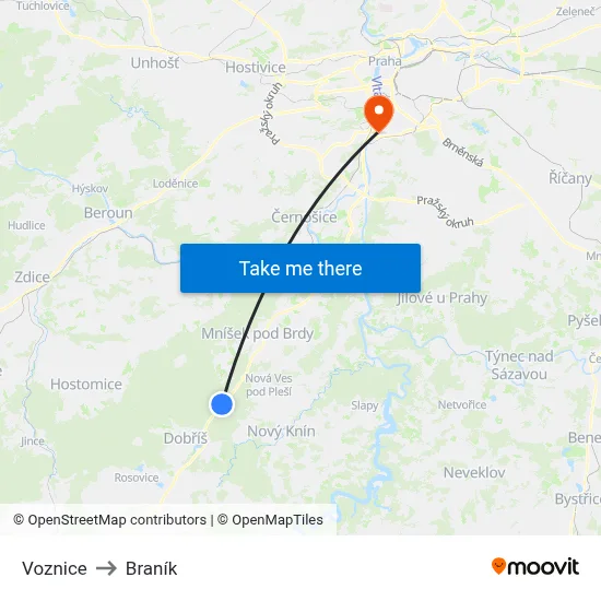 Voznice to Braník map