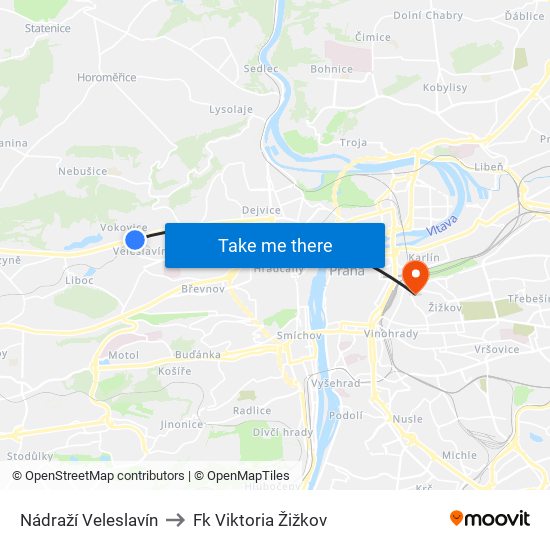 Nádraží Veleslavín to Fk Viktoria Žižkov map