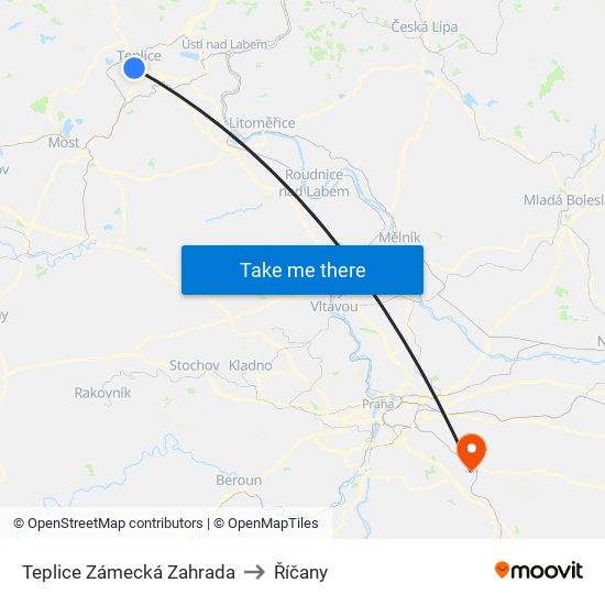 Teplice Zámecká Zahrada to Říčany map