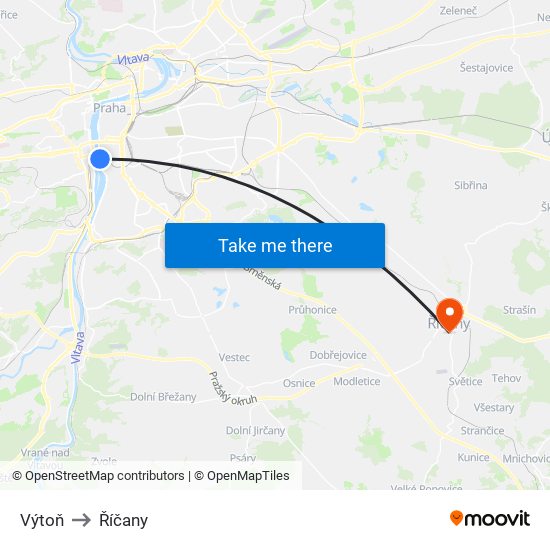 Výtoň to Říčany map