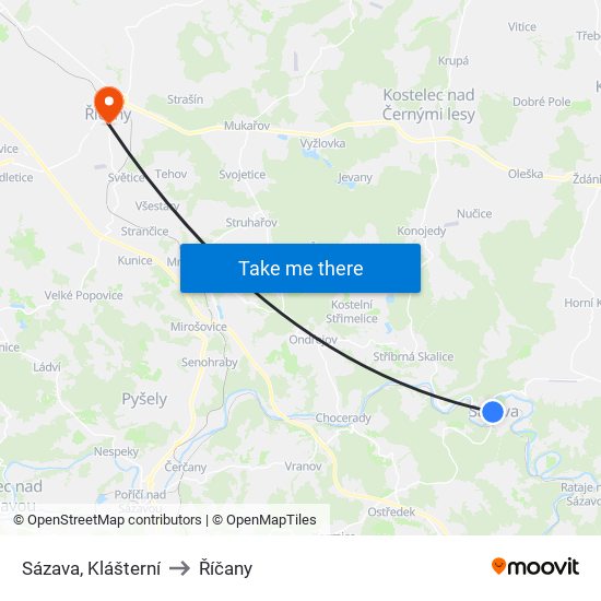 Sázava, Klášterní to Říčany map