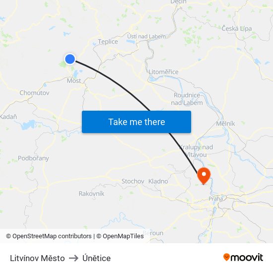 Litvínov Město to Únětice map