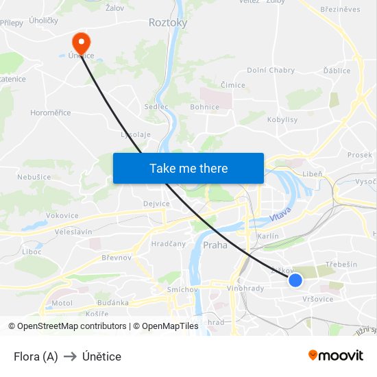 Flora (A) to Únětice map