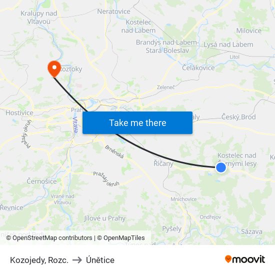 Kozojedy, Rozc. (B) to Únětice map