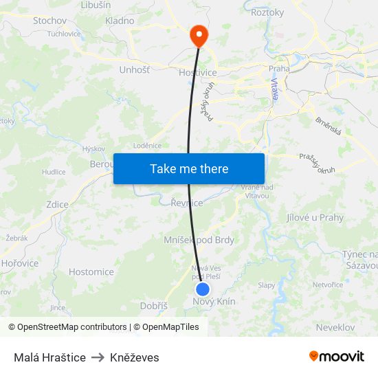 Malá Hraštice to Kněževes map