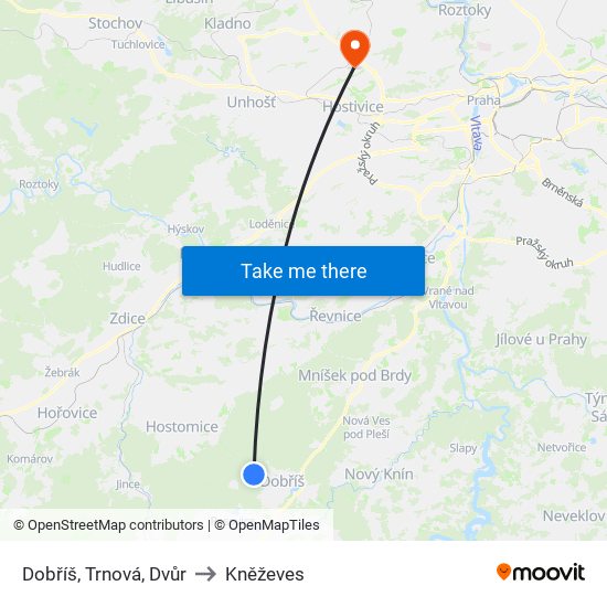 Dobříš, Trnová, Dvůr to Kněževes map