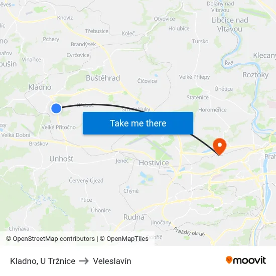 Kladno, U Tržnice to Veleslavín map