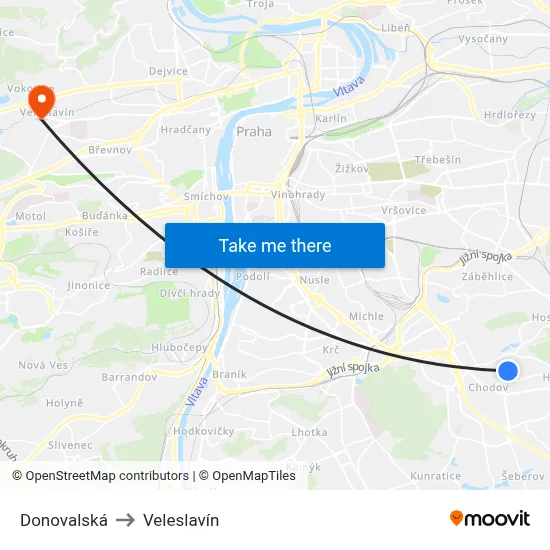 Donovalská to Veleslavín map
