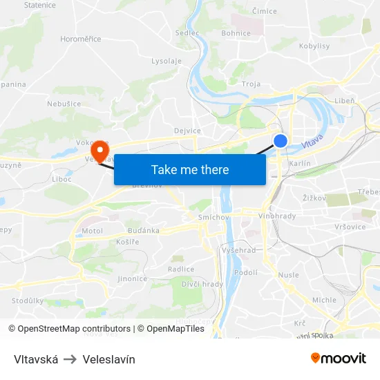 Vltavská to Veleslavín map