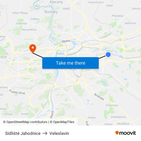 Sídliště Jahodnice to Veleslavín map