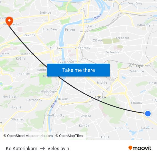 Ke Kateřinkám to Veleslavín map