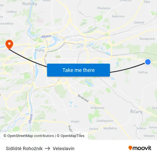 Sídliště Rohožník to Veleslavín map
