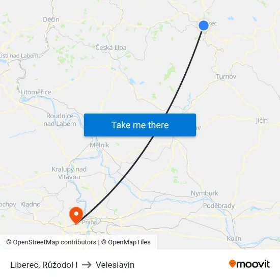 Liberec, Růžodol I to Veleslavín map