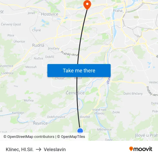 Klínec, Hl.Sil. to Veleslavín map