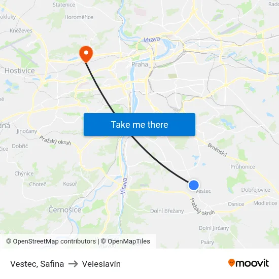 Vestec, Safina to Veleslavín map