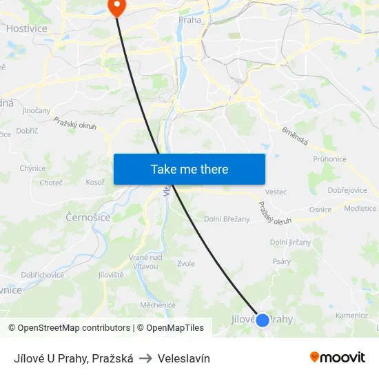 Jílové U Prahy, Pražská to Veleslavín map