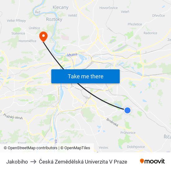 Jakobiho to Česká Zemědělská Univerzita V Praze map