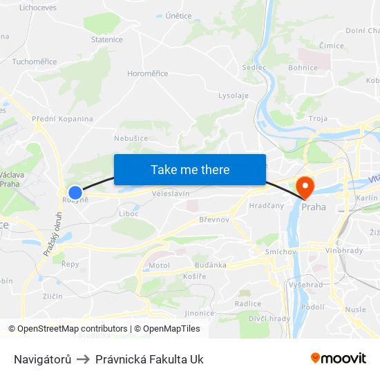 Navigátorů to Právnická Fakulta Uk map