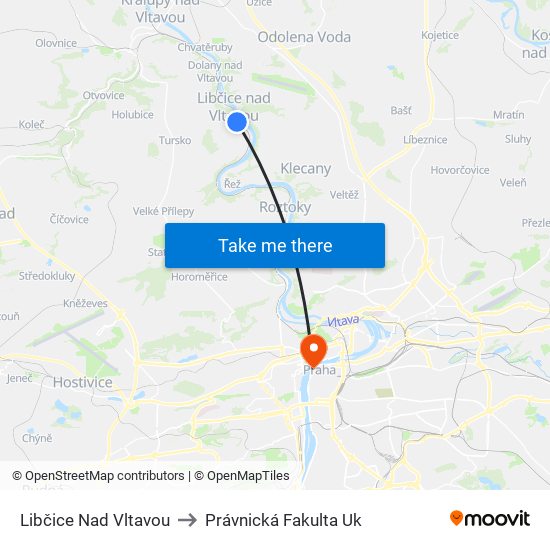 Libčice Nad Vltavou to Právnická Fakulta Uk map