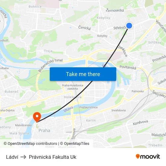 Ládví to Právnická Fakulta Uk map