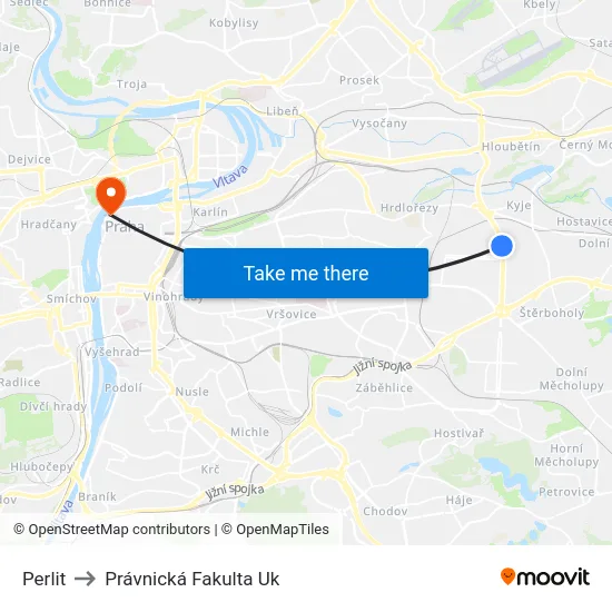 Perlit to Právnická Fakulta Uk map