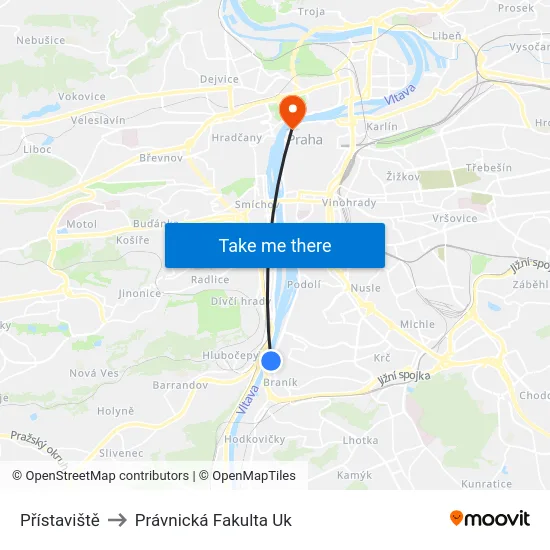 Přístaviště to Právnická Fakulta Uk map