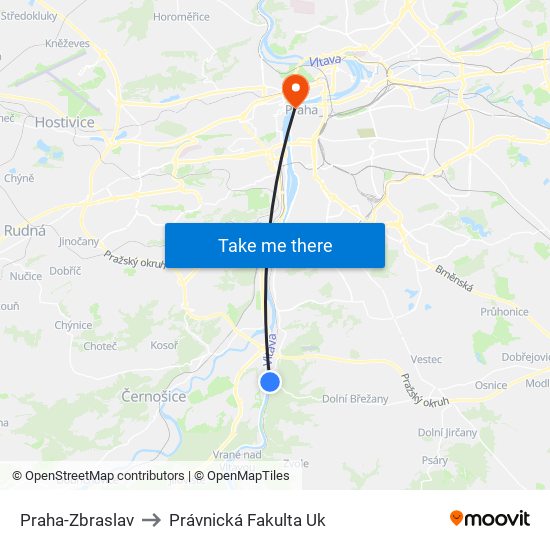 Praha-Zbraslav to Právnická Fakulta Uk map