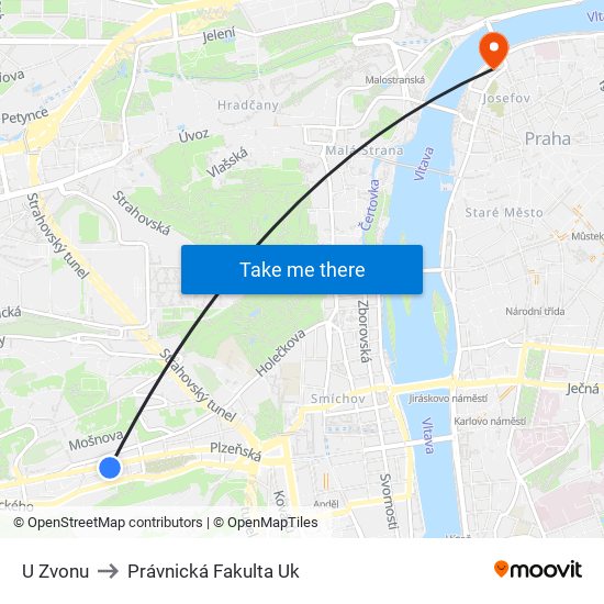 U Zvonu to Právnická Fakulta Uk map
