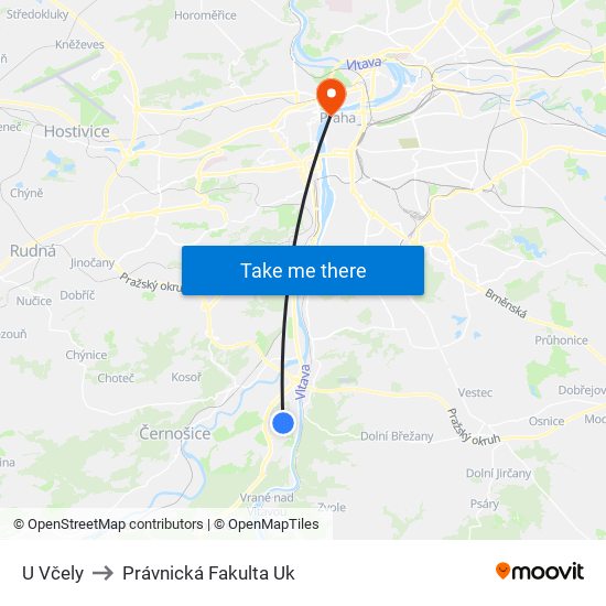 U Včely to Právnická Fakulta Uk map