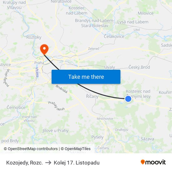 Kozojedy, Rozc. to Kolej 17. Listopadu map