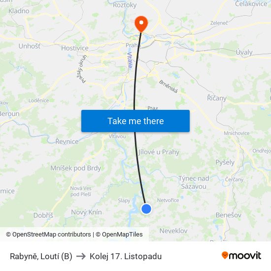 Rabyně, Loutí to Kolej 17. Listopadu map