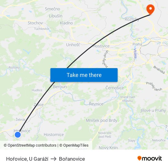 Hořovice, U Garáží to Bořanovice map