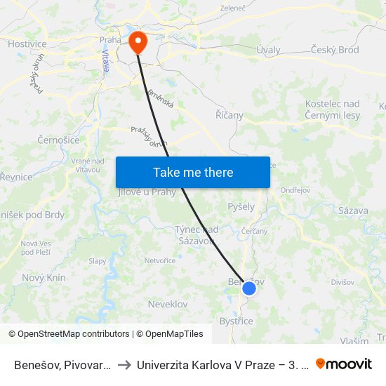 Benešov, Pivovar Ferdinand to Univerzita Karlova V Praze – 3. Lékařská Fakulta map