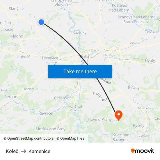 Koleč to Kamenice map