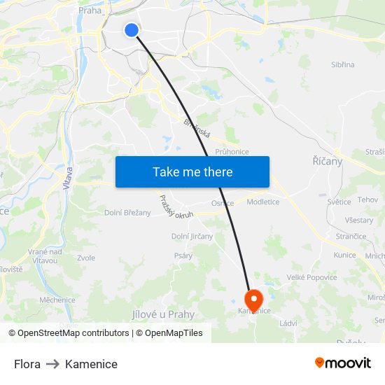 Flora to Kamenice map