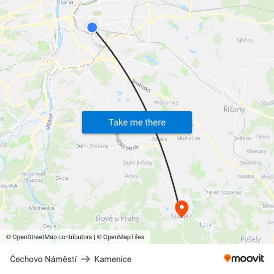 Čechovo Náměstí to Kamenice map