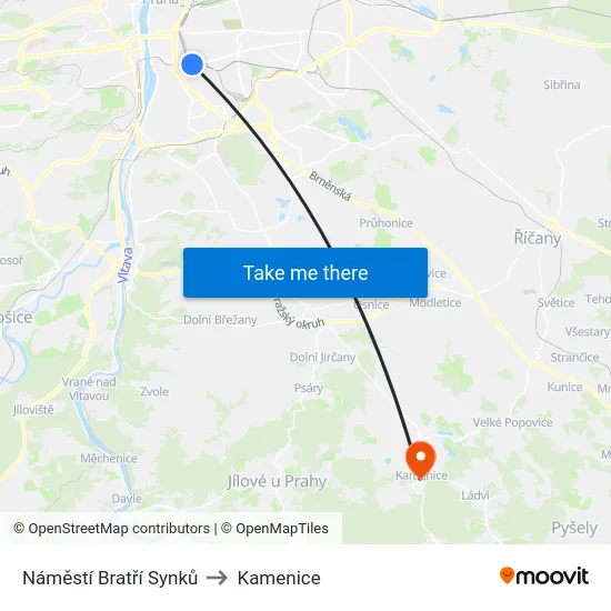 Náměstí Bratří Synků to Kamenice map