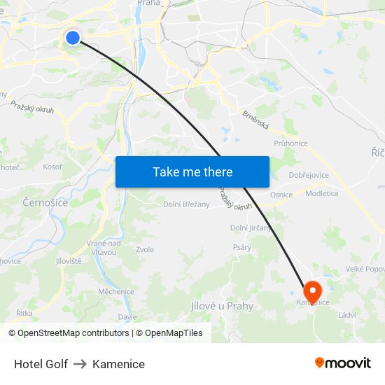 Hotel Golf to Kamenice map