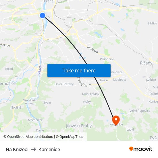 Na Knížecí to Kamenice map