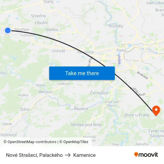 Nové Strašecí, Palackého to Kamenice map