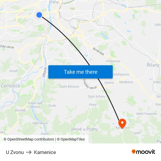 U Zvonu (C) to Kamenice map