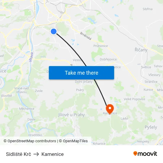 Sídliště Krč to Kamenice map