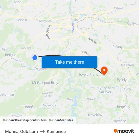 Mořina, Odb.Lom to Kamenice map