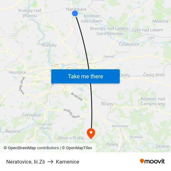 Neratovice, Iii.Zš to Kamenice map
